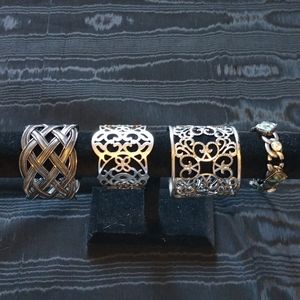 4 Silver Biker Bracelets/Cuffs